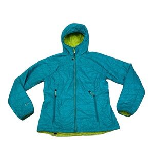 Eddie Bauer Women’s First Ascent Teal Yellow Reversible Packable Down Jacket M